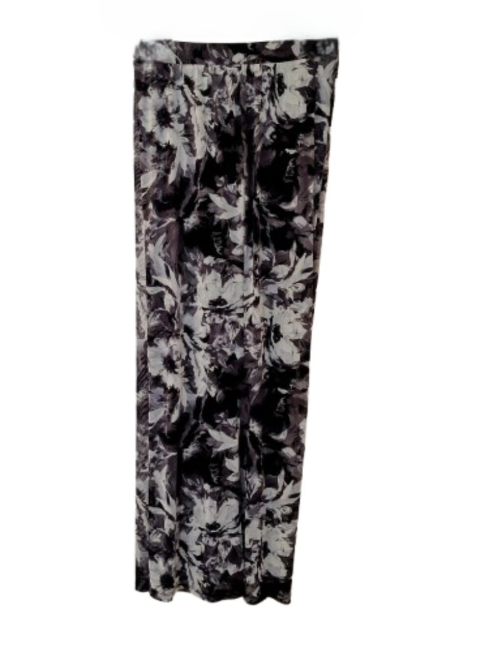 Antthony Women's Printed Mesh Knit Wide-Leg Pants (Size 2X) Black & White Floral